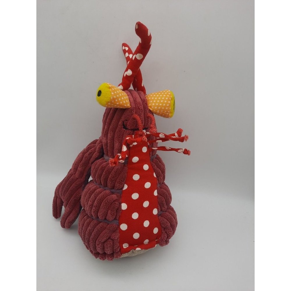 Original Les Deglingos Soft Plush The Lobster Red Yellow Polka Dots
